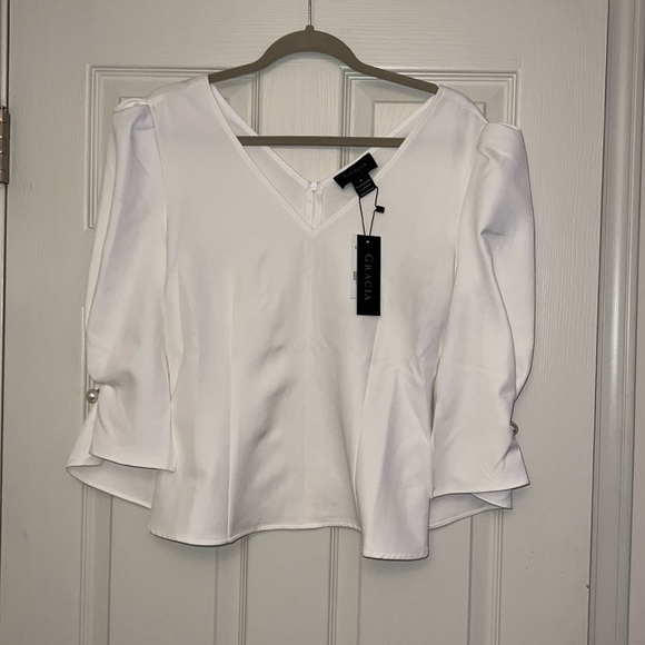 Grazia Tops - White Blouse by Gracia